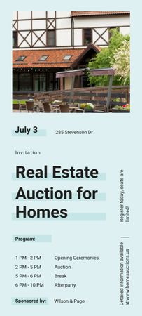 Modèle de visuel Real Estate Auction - Invitation 9.5x21cm