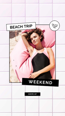 Trip offer with Girl on Vacation Instagram Story Modelo de Design