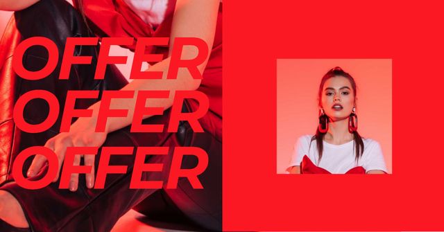 Women's Day Offer with Stylish Woman Facebook ADデザインテンプレート