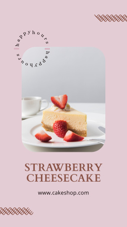 Designvorlage bäckerwerbung mit erdbeer-käsekuchen für Instagram Story