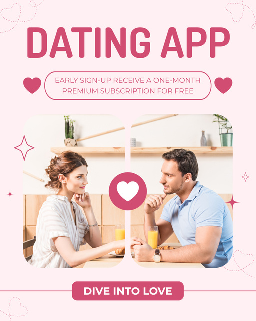 Monthly Subscription Offer for Dating App Instagram Post Vertical Tasarım Şablonu