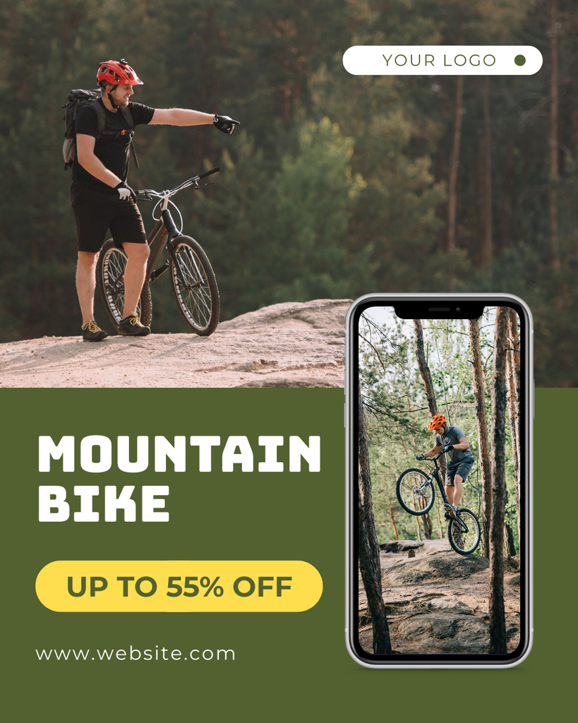 Discount on Mountain Tourist Bikes Instagram Post Vertical Design Template