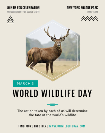 World Wildlife Day announcement with Wild Deer Poster 22x28in Design Template