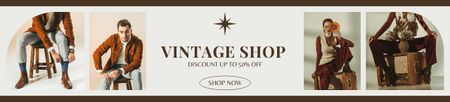 Fashion man and woman for vintage shop Ebay Store Billboard Design Template