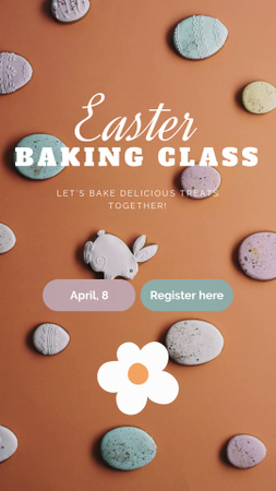 Modèle de visuel Annonce d'un cours de pâtisserie pour Pâques avec des biscuits - Instagram Video Story