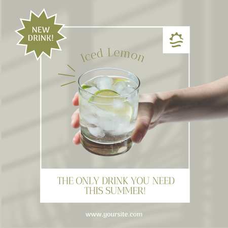 Ontwerpsjabloon van Instagram van Iced Lemon Drink Offer