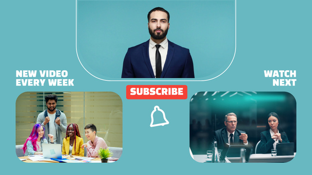 Subscribing For Business Channel With Next Episodes YouTube outro Tasarım Şablonu