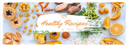 Healthy recipes with organic products on table Facebook cover Design Template