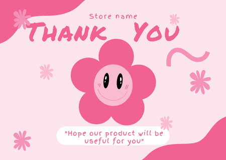 Thank You Message with Smiling Flower Card Design Template