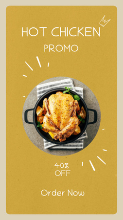 Hot Chicken Dish Promotion in Yellow Instagram Story Design Template