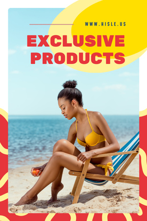 Woman applying sunscreen Pinterest Design Template