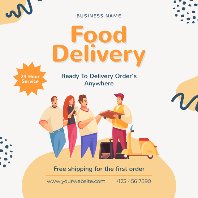 Offer of Food Delivery from Fast Casual Restaurant Instagram AD Modelo de Design