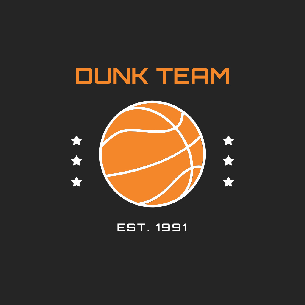 Basketball Sport Club Emblem with Ball Logo Design Template