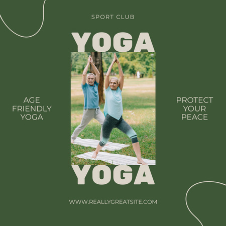 Yaş Dostu Yoga Egzersiz Kulübü Instagram Tasarım Şablonu