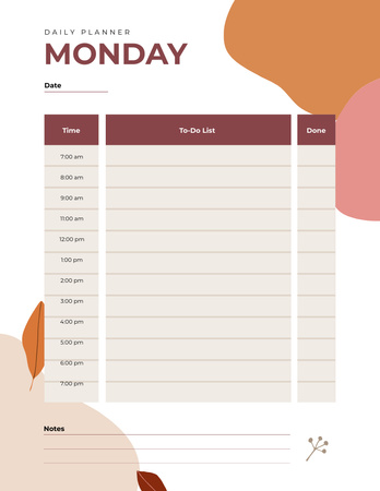 Daily Planner on Paint Blots Notepad 8.5x11in Design Template