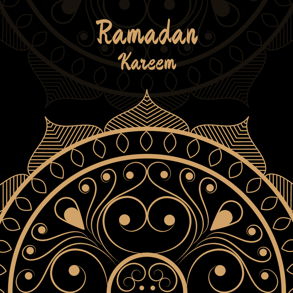 Ornate Ramadan Greeting on Black Instagramデザインテンプレート