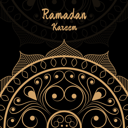 Modèle de visuel Voeux de Ramadan orné sur noir - Instagram