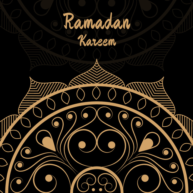 Ornate Ramadan Greeting on Black Instagram Modelo de Design