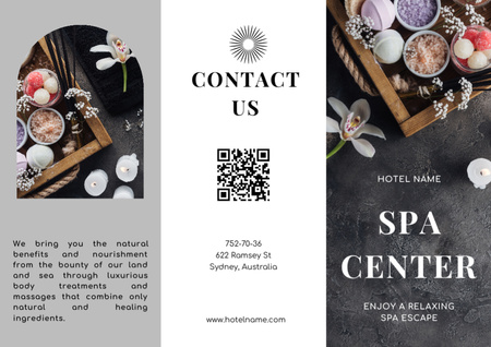 Plantilla de diseño de Collage con oferta de servicios de spa en gris Brochure 