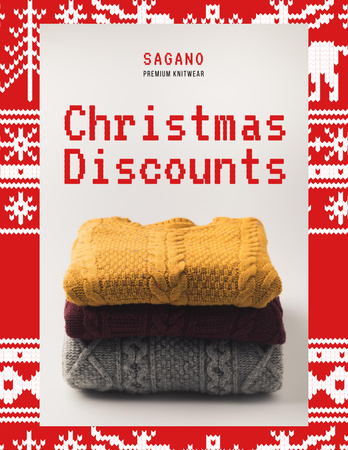 Christmas Sale Stack of Sweaters Flyer 8.5x11in Design Template