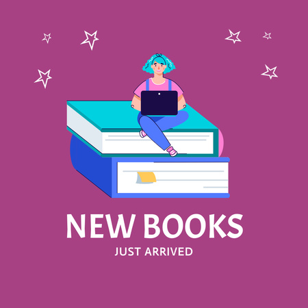 объявление о новых книгах с женщиной Animated Post – шаблон для дизайна