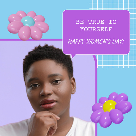 Designvorlage Gruß zum Frauentag mit rotierenden Blumen für Animated Post