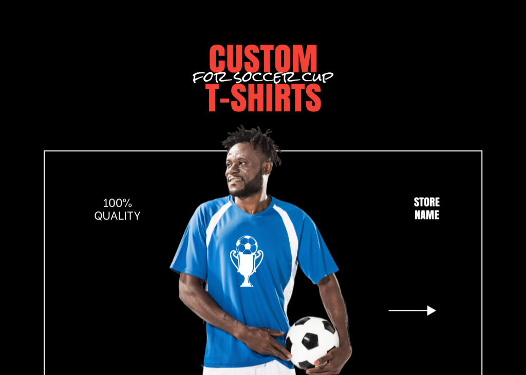 Soccer Player in Custom Apparel Flyer 5x7in Horizontalデザインテンプレート