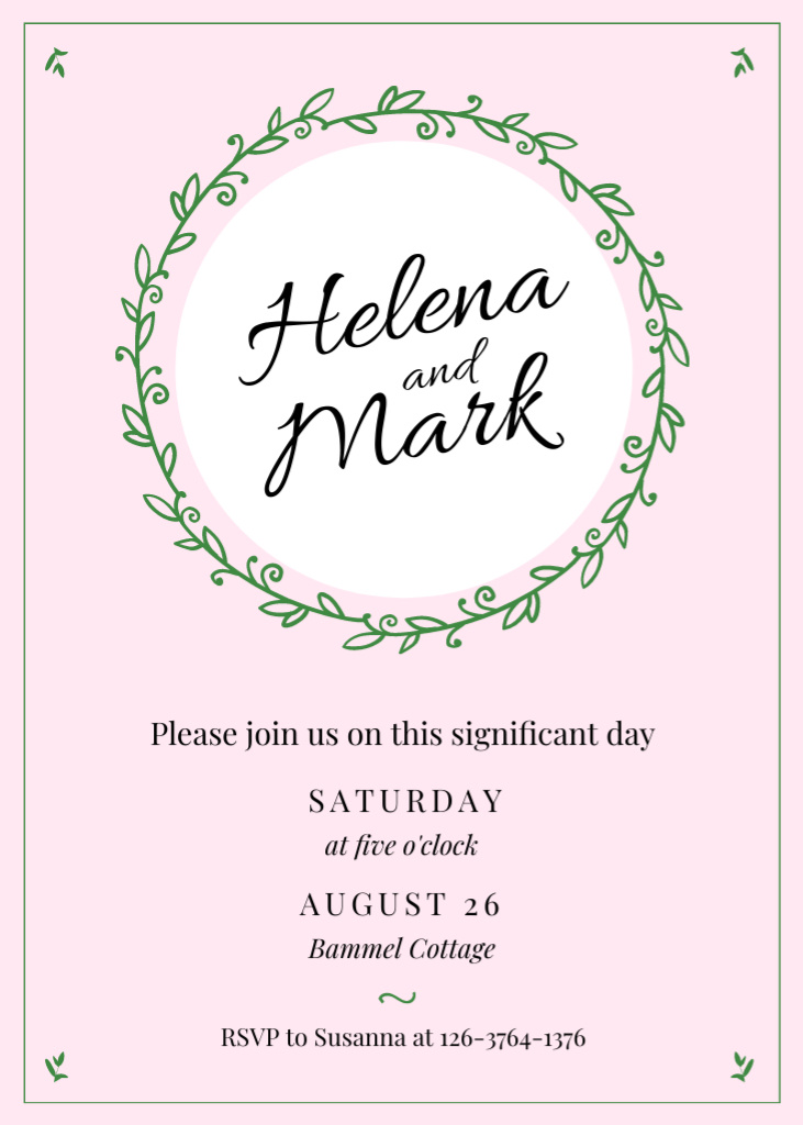 Wedding Invitation Elegant Floral Frame Invitation tervezősablon