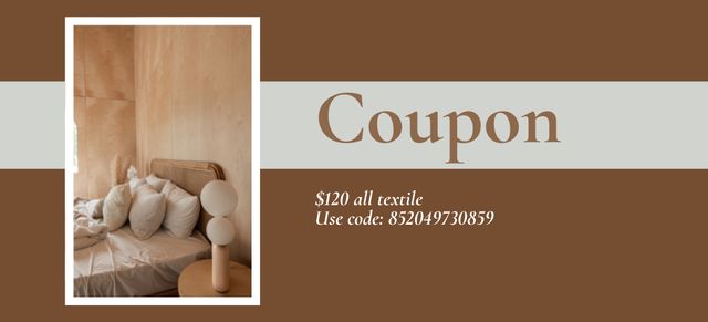 Home Textiles Voucher Coupon 3.75x8.25in Design Template