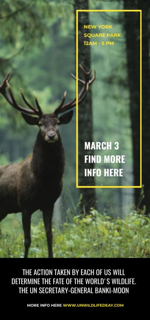 Eco Event Announcement with Wild Deer in Forest Flyer DIN Large Šablona návrhu