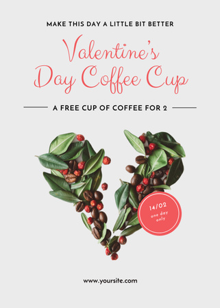 Valentine's Day Coffee beans Heart Flayer Tasarım Şablonu