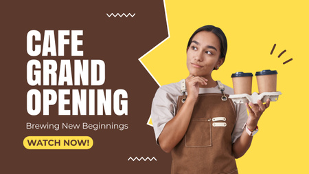 Cafe Grand Welcoming With Freshly Brewed Coffee Youtube Thumbnail Design Template