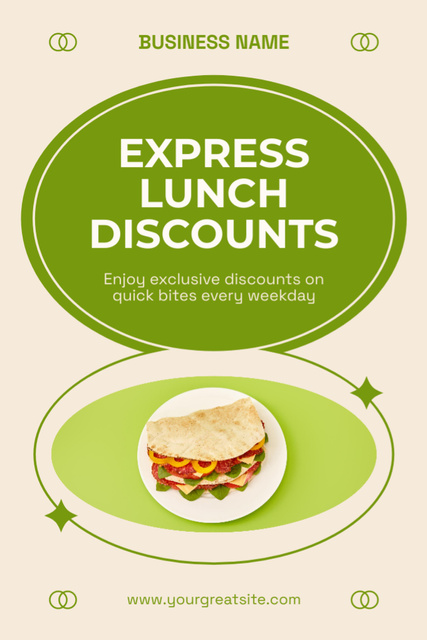 Express Lunch Discounts Ad with Sandwich Tumblr Modelo de Design