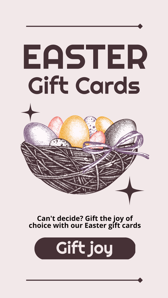 Easter Gift Card Promo with Eggs in Nest Instagram Story tervezősablon