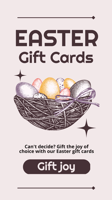 Easter Gift Card Promo with Eggs in Nest Instagram Story – шаблон для дизайну