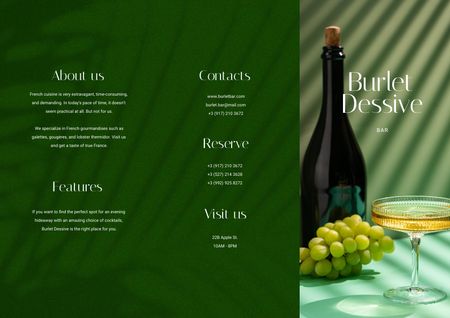 Bottle of Wine with Grapes Brochure Design Template