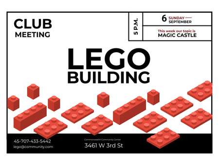 Lego building club meeting Poster 18x24in Horizontal Design Template
