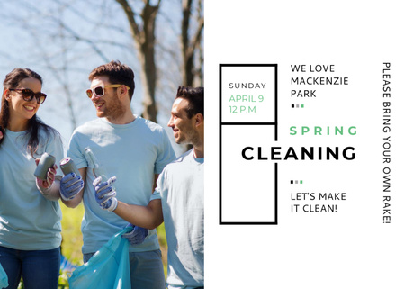 Ecological Event Volunteers Collecting Garbage Postcard 5x7in Design Template