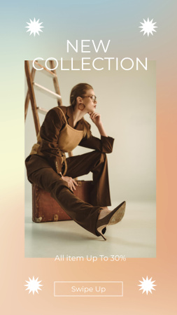 Designvorlage Female Fashion Clothes Collection Offer on Gradient für Instagram Story