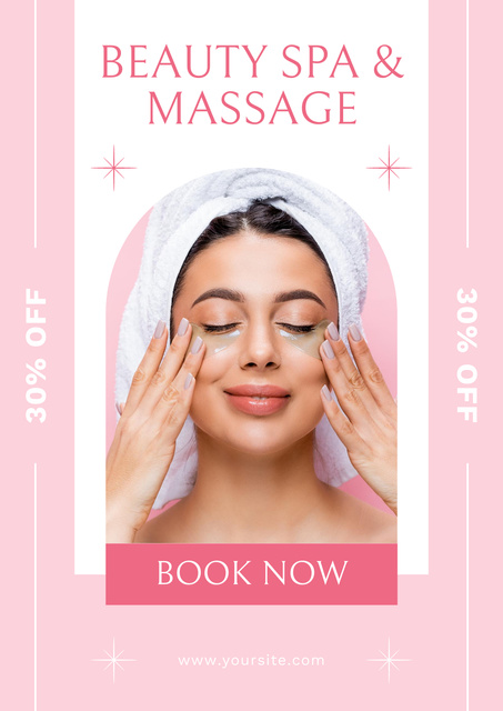 Spa Center Advertising with Young Woman Poster – шаблон для дизайна