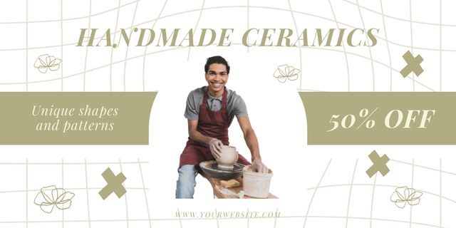 Template di design Discount on Handmade Ceramics Twitter