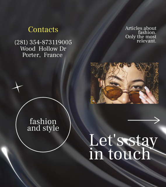 Plantilla de diseño de Fashion Sunglasses Offer on Black Silk Brochure 9x8in Bi-fold 