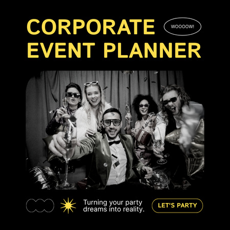 Corporate Party with Cheerful Colleagues Instagram AD Design Template