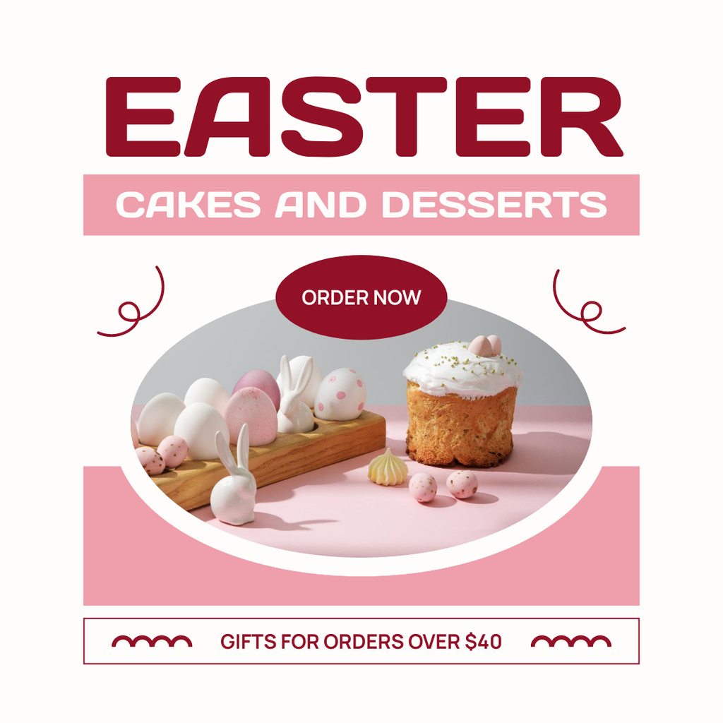 Ad of Easter Cakes and Desserts Instagram AD Design Template