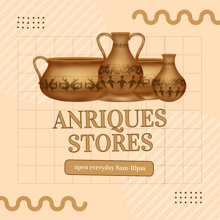 Designvorlage Schöne Vasen im Antiquitätengeschäft für Instagram