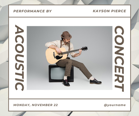 Acoustic Concert with Guitarist in Hat Facebook Design Template