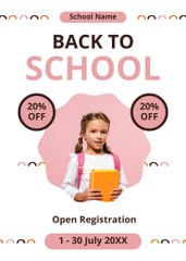 Back to School Discount Offer with Cute Girl Pupil