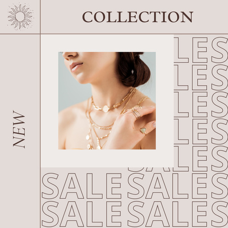 Jewelry Offer with Minimalist Necklaces Instagram AD Design Template