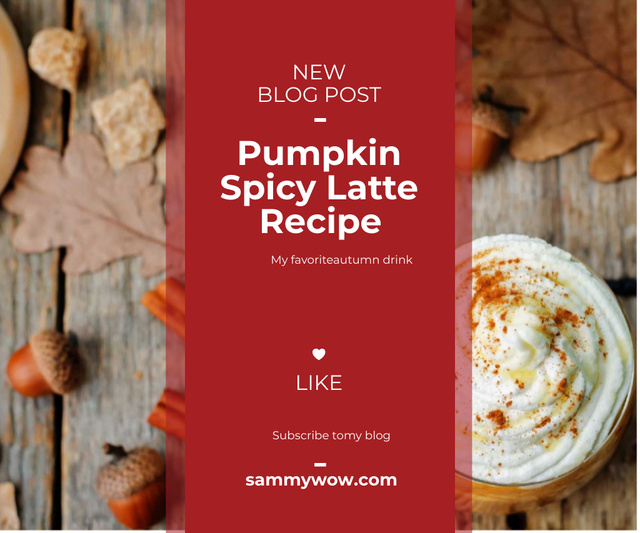 Modèle de visuel New Post with Pumpkin Latte Recipe - Large Rectangle