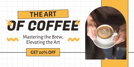 İndirimli Fiyatlarla Özel Kahve Sanatı ve İçecekler Teklifi Twitter Tasarım Şablonu
